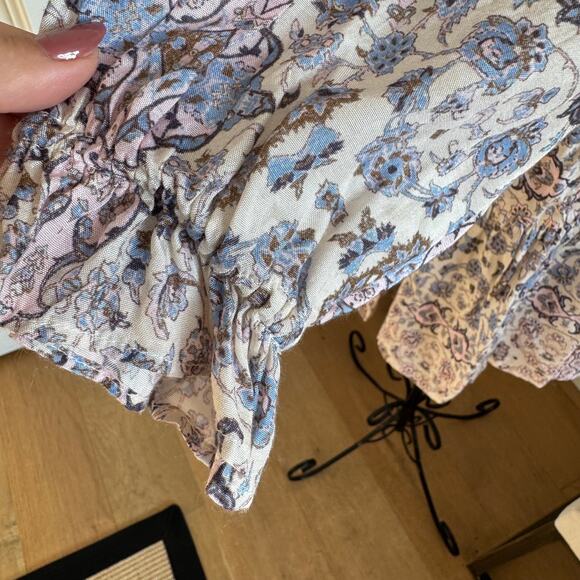 Roller Rabbit Floral Print Boho V-Neck Long Sleeve Tassel Mini Dress Small - Picture 7 of 11